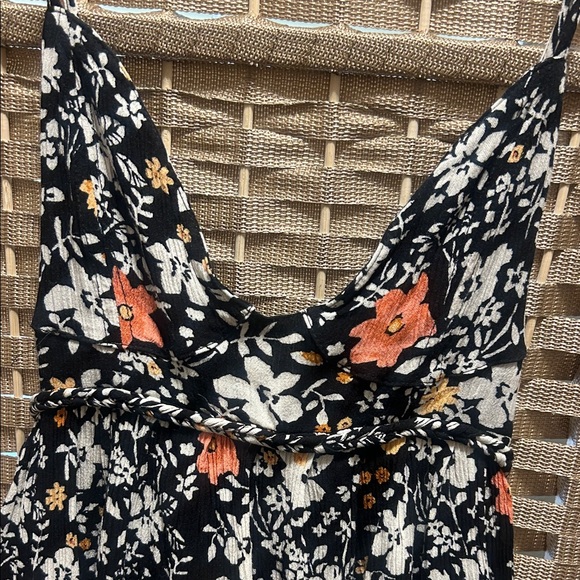 Free People Black Mini Dress with White, Orange, and Yellow Floral Print - Picture 2 of 10